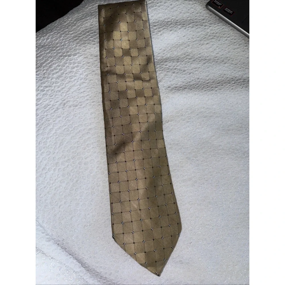 Fumagalli's Gold With Blue 100% Silk Men's Neck Tie B9